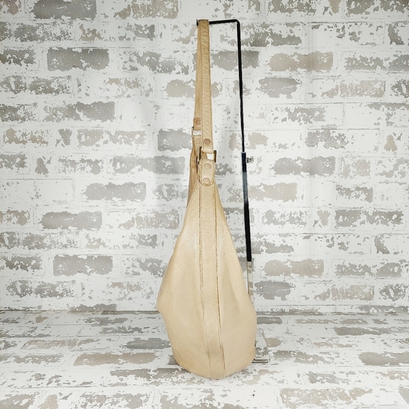 Boutique Cream Tan Leather Zip Closure Shoulder Bag 0792 - Picture 4 of 11